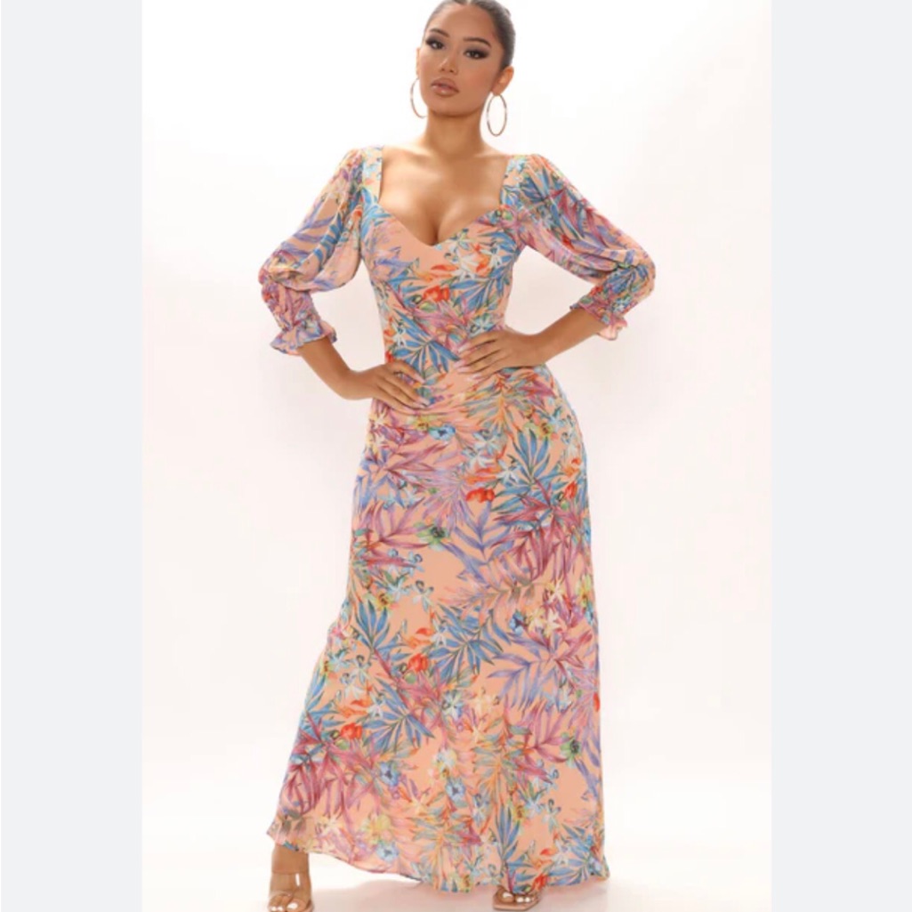 Fashion Nova Floral Wedding Guest Graduation Maxi Dress